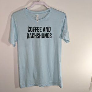 Coffee and Dachshunds Light bLue Womens T-Shirt S